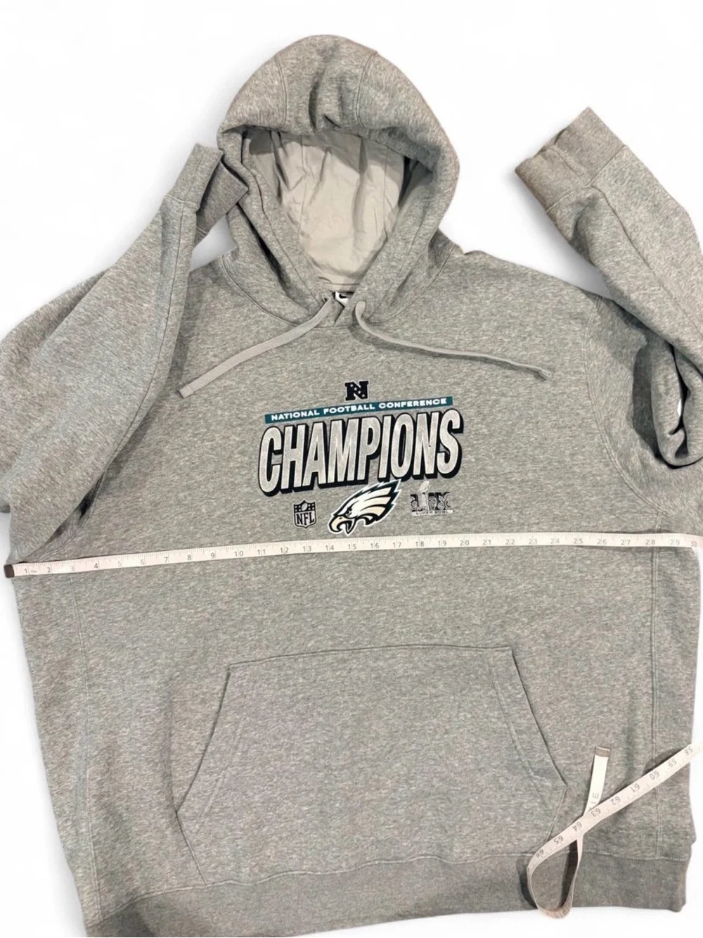 Nike Philadelphia Eagles 2024 NFC Champions Super Bowl LIX Hoodie 3XL Gray